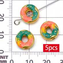 5/10pcs Enamel Donut Double Charms Alloy Doughnut Food Pendant Charms For DIY Bracelet Necklace Earring Cute Dessert Jewelry Making Findings - Multicolor - View 9