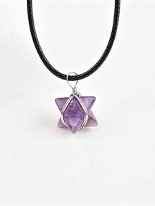 Merkaba Six-Pointed Star Natural Crystal Pendant Necklace, Meditation Healing Crystal Charm, Unisex Versatile - Merkaba Pendant - View 7