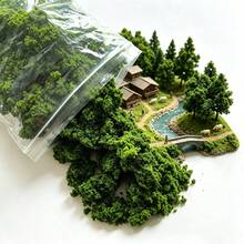 Tree Powder Model Green Plant Tufted For DIY Miniature Lowland Shrub Bushy Tuft Architecture Building Model Railway Fairy Garden Diorama Scenery - A - View 1