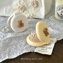 1pc Cute Foldable Air Cushion Hair Brush With Mirror, Portable Mini Compact Massage Comb, Suitable For Women - A - View 6