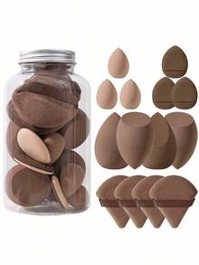 14pcs Makeup Sponge Set With Storage Jar, Suitable For Liquid Foundation, Makeup Sponge Finger Covers, Dry And Wet Dual-Use Foundation Makeup Puff - Multicolor - View 8