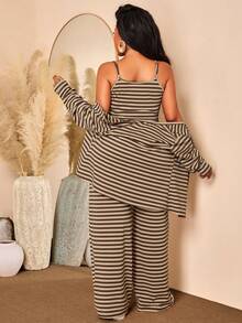 BIUBIU Casual 3 Pieces Outfit For Women Top, Fall Ready Co-Ord Set Elegant - Brown - View 2