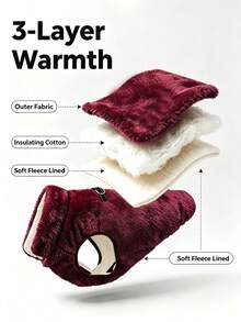 Metglad Dog Winter Jacket | Cold-Proof Jacket, Invisible Leash Hole And Metal D-Ring Dual Leash Design, Reflective Pet Vest, Warm Fleece Dog Snow Jacket, Suitable For Small, Medium And Large Dogs - Burgundy - View 4