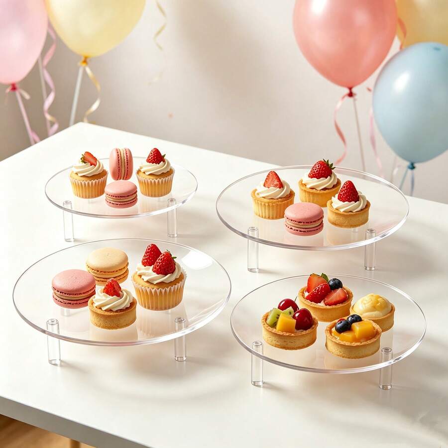 Acrylic Round Cake Stand Dessert Display, Transparent Minimalist Acrylic Decorative Holder, Multi-Functional Home Decor Storage Rack, Suitable For Birthday Party, Wedding, Baby Shower And More - Clear - View 1