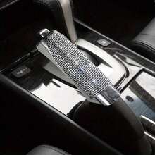 1pc Set Car Handbrake Cover And Gear Shift Lever Cover, Rhinestone Crystal Decor Car Interior Accessories, Suitable For Women, Car Accessories - A - View 8