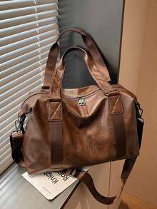 1pc Solid Color Minimalist Fashion Multi-Function Women's Bag, Large Capacity Shoulder Tote Bag, Suitable For Women's Daily Commute And Work - Brown - View 6