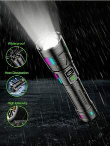1 buah Senter LED Super Terang dengan Zoom dan Magnet Ekor; Bahan Paduan Aluminium, Fungsi Zoom Teleskopik, 800 Lumens, Isi Ulang USB-C. Cocok untuk Penggunaan Luar Ruangan dan Rumah Tangga - Penting untuk Berkemah dan Perjalanan. - Bintang - View 2