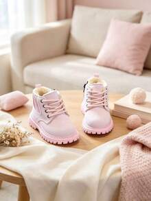 1 Pair Girls' Boots, Casual Fashion Versatile Boots For Outings - Pink - View 3