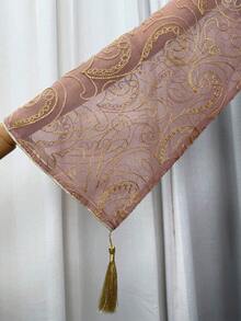 女款亮片刺繡缺口領洋裝，優雅時尚長袖A字裙，適合派對婚禮賓客，女款伊斯蘭服飾，四季可穿 - 珊瑚粉 - 查看 9