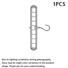 5pcs/Pack - Grey 9-Hole Multi-Function Hanger Storage Rack -- Equipped With Grey Rotating Hooks, Non-Slip And Space-Saving. Suitable For Hanging Coats, Shirts, Dresses, Ties And Pants. - View 11