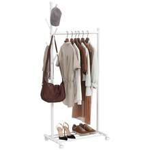 Perchero con ruedas, estante para zapatos y 5 ganchos, 68 x 43 x 171 cm, blanco - Multicolor - Ver 1