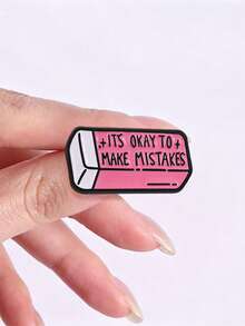 1pc Encouraging Rubber Shaped Slogan Enamel Pin, 'it's Okay To Make Mistakes' Quote Badge, Fashion Accessory, Gift For Friends - Multicolor - View 8