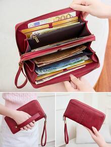 FOREVER MIYIN RFID Blocking Women Long Zip Around Wallet, Double Zipper Wristlet Purse, Large Capacity Multi Card Slots Cash Organizer Phone Holder For Daily Travel - Multicolor - View 11