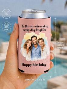 Customized Family Photo Cup Sleeves, Watercolor Portrait Cup Sleeves, Personalized Text Heat-Resistant Sleeves, Suitable For Family Birthday Gifts, Customized Photo Souvenirs, Small Gifts For Family Reunion Parties. - Multicolor - View 3