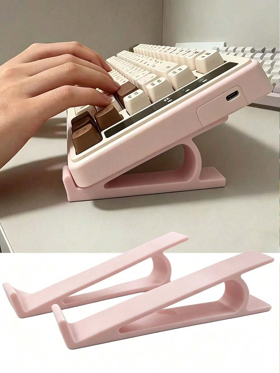 1/2 Pink Keyboard Stand, Inclined Keyboard Holder Reduces Wrist Fatigue, Sturdy And Stable Desktop Stand, Suitable For Remote Workers, Students, Tablet Stand, Durable Tablet Holder, Pink Decor, Halloween Decor, Phone Stand, Christmas