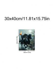 1pc Dark Academia Sleepy Hollow Headless Horseman Poster, Vintage Pumpkin Print, Gothic Halloween Decor, Bedroom Decor, Living Room Decor, Dorm Decor, Wall Art, Wall Decor, Home Decor, Room Decor, Canvas Wall Art, Poster, Framed Wall Art, Optional Frame - Horseman - View 20