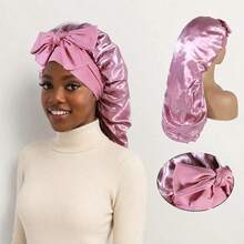 1pc Long Satin Silk Sleep Cap, Suitable For Long Hair Braiding, Reusable Adjustable Women's Hair Protection Sleep Cap - Multicolor - View 7