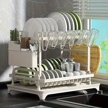 2-Tier Black Retractable Dish Rack, Suitable for Kitchen Countertops; Large Dish Rack Features a Pot Rack, Cup Rack, and Bowl Rack; Ideal for Use on Kitchen Countertops and Over Sinks; High-Capacity Storage Rack with Drain Tray - Übersicht 11