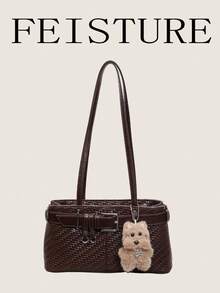 FEISTURE 1pc Fashionable Women's Underarm Shoulder Bag With Strap Decor, Suitable For Daily Outings, Dates, Commuting - Coffee - View 7