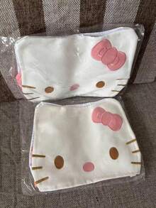 SANRIO 1個 Hello Kitty 粉色與白色圖案面紙盒，日系可愛軟布面紙收納盒，附蝴蝶結刺繡，適合臥室、客廳、辦公室、宿舍及返校裝飾 - 彩色 - 查看 7