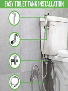 Handheld Bidet Sprayer With Hose, Stainless Steel Toilet Sprayer, Handheld Bidet Sprayer With Hose, For Female Intimate Cleaning And Showering, Wall-Mounted Or Toilet-Mounted - B - View 3