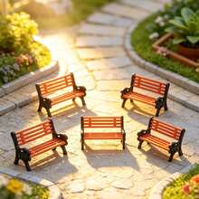 Mini Park Bench Model, Plastic Micro Landscape Ornament, Simulation Street Park Chair For Diorama, Railway Scenery, Dollhouse Scene Building Decor - H - View 1