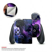 Purple Nebula Universe Cloud Pattern Sticker Set Compatible With Switch OLED Console, Vinyl Protective Skin, Waterproof, Scratch-Resistant, Durable, Removable, No Residue, Compatible With Console, Controller And Dock - View 4