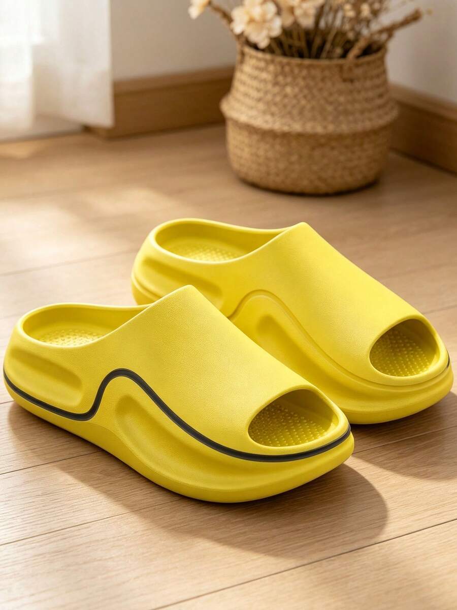 Men's Comfortable Summer Sandals, Non-Slip Quiet Durable Sole, Unisex Style, Suitable For Indoor And Outdoor Wear - Yellow - View 1