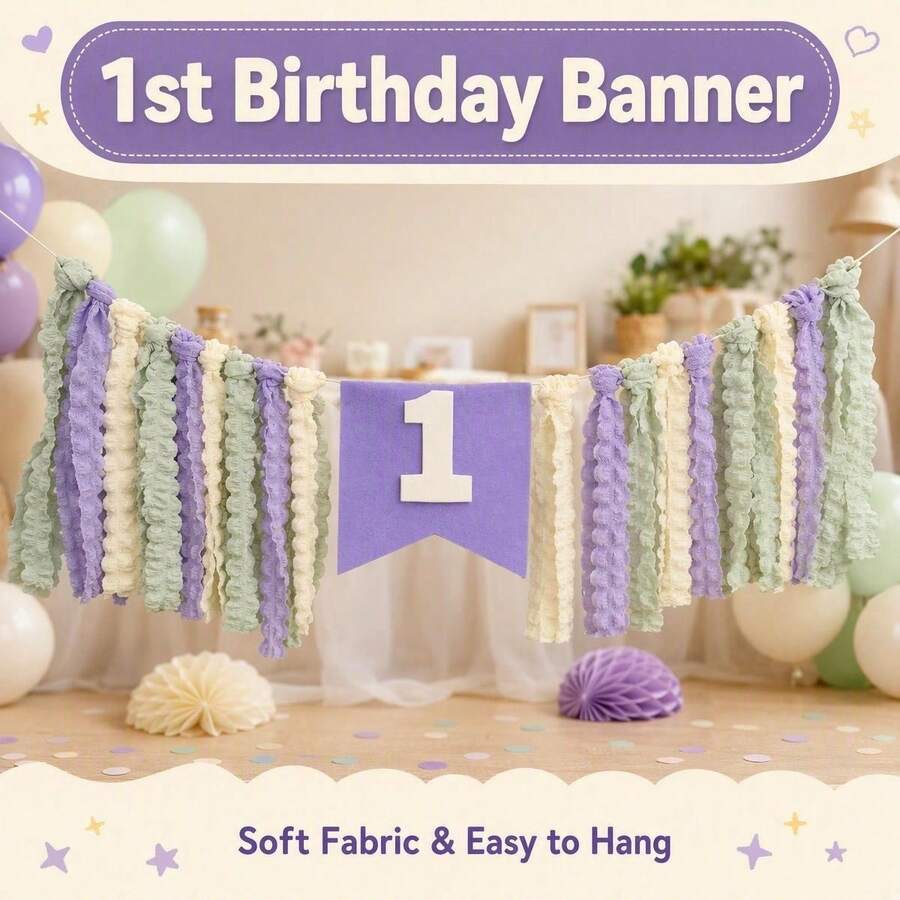 Bohemian Tassel Banner Children 1st Birthday Party Decoration Banner Number 1 String Flag Scene Decor - M - View 1