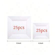 25/50 Pcs White Square Plates Set, 9.5/6.5 Inch Serving Trays For Everyday Dining & Autumn Festivities, Classic Dinnerware For Family Cooking And Entertaining, Ideal For Halloween Christmas & Thanksgiving - White - View 13