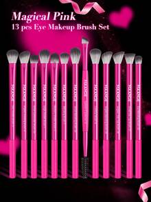 MAANGE 13pcs Professional Makeup Brush Set, Eyeshadow Brush, Eyebrow Brush, Concealer Brush, Powder Brush, Contour Brush, Foundation Brush And Other Makeup Tools, Complete Makeup Set, Travel Essential, Makeup Gift - Hot Pink - View 12