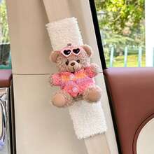 1pc Car Seat Belt Shoulder Pad, Cute Teddy Bear Design Detachable Decor, Soft Polyester Plush Cover, Essential Car Interior Decoration For Women, 24*6cm, 5 Styles Available - Seat Belt Shoulder Pads - View 12
