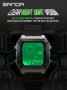 SANDA 6307 New Creative Simulated Pointer Square Waterproof Electronic Watch, Luminous Multi-Function Countdown Watch - Silver - View 6