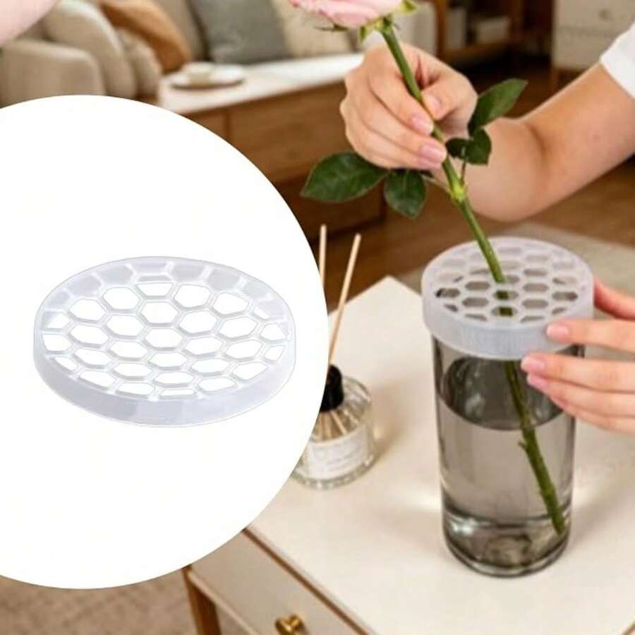 1/2/3pcs DIY Silicone Flower Arrangement Holder, Vase Grid Liner, Reusable Flower Arrangement Supplies, Flower Arrangement Fixing Rack, Plant Straw Fixing Holder - Silicone - View 1
