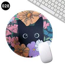 1pc Round Cute Black Cat Print Mouse Pad, Rubber Non-Slip Desk Mat, Heat Transfer High Definition Waterproof Washable Smooth Gaming Office Mouse Pad, Multiple Cartoon Cat Patterns Available, Stitched Edge Wear-Resistant Cute Desk Decor - View 13