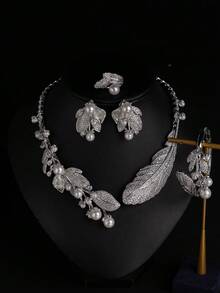 4pcs Elegant & Glamorous Jewelry Set, Colorful Rhinestone Necklace, Bracelet, Earrings, Ring, Suitable For Banquet, Party, Women's Gift, Exquisite Gift - Jewelry Sets - View 13