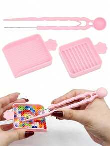 Bead Melting Tool Set - Single Needle Tweezers, Alignment Tray And Bead Spoon, Suitable For 2.6mm Handmade Beads. Essential Accessories For DIY Bead Art, Providing Bead Melting, Storage And Auxiliary Tools - Multicolor - View 1
