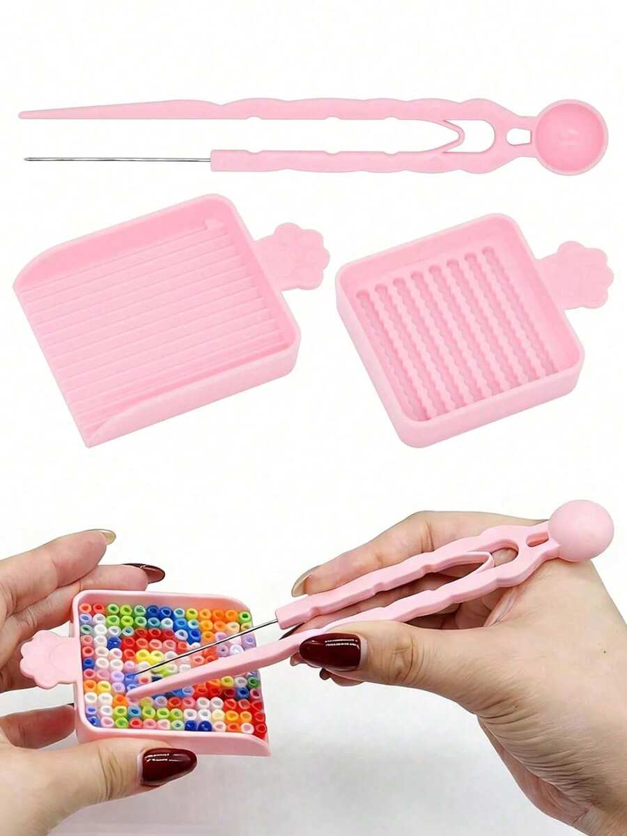 Bead Melting Tool Set - Single Needle Tweezers, Alignment Tray And Bead Spoon, Suitable For 2.6mm Handmade Beads. Essential Accessories For DIY Bead Art, Providing Bead Melting, Storage And Auxiliary Tools - Multicolor - View 1