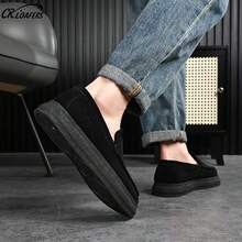Men's Outdoor Casual Loafers, Sporty Thick Sole Fashion Versatile Slip-On Slouchy Shoes - Black - View 6