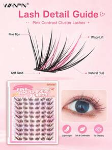 WANPIN WAN PIN School Girl 10-Row Large Capacity Cluster False Eyelashes, 9-12mm C Curl Natural Slim Style, Mixed Length Segmented Lashes, 3D Voluminous Layered Design, Glue-Free Option, Easy To Wear, Suitable For Daily Eye Makeup - C - View 8