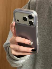Minimalist Solid Gray Phone Case Compatible With Iphone 18 Pro Max, 17 Pro, 16 Pro, 15 Pro, New Model, Fashionable Niche Premium Double-Layer Anti-Drop Protective Cover - Purple - View 4