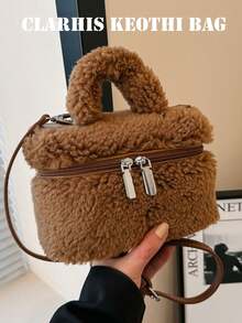 Metal Zipper Accessory, Dual Zipper Opening, Suitable For Commuting, Shopping, Dating, Short Trips, Daily Matching, Multi-Use, Crossbody And Shoulder Bag, Atmosphere, Elegant Handbag - Coffee - View 4