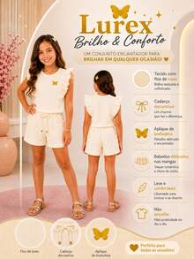 CONJUNTO INFANTIL FEMININO BLUSA COM BABADOS + SHORTS - Offwhite - Visão 6