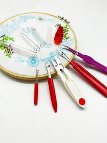 5pcs Red Seam Ripper Set, Includes Thread Snips, Sickle-Shaped Seam Ripper, Large, Medium, And Small Seam Rippers, Protective Cover Design For Easy Organization And Storage, Suitable For Home Sewing, Patching, Quilting, Embroidery And Daily Fabric DIY - Thread Remover - View 7
