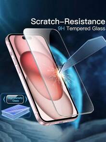 ZYSHI 3pcs Tempered Glass Screen Protector Compatible With Iphone 17/17 Pro/17 Pro Max/17 Air, High Definition Anti-Scratch, 2.5D Curved Edge, Compatible With Phone Case, Bubble-Free, Shock-Proof, Smooth Surface, Durable, Easy Installation, Smartphone Protection - 3pcs - View 4