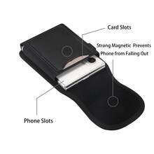Oxford Nylon Spliced Flip Phone Waist Bag Card Slot Belt Back Buckle Phone Holster For Samsung Galaxy Z Fold 8 For Sports Outdoor - Black - View 3