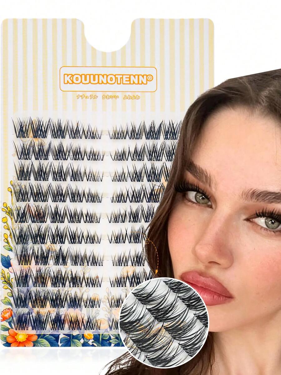 KOUUNOTENN 100Pcs Natural Individual False Eyelashes With DIY Lash Clusters Wispy Lashes Segmented Extension C Curling Skin Friendly Ultra Light Handmade For Party & Dating - View 1