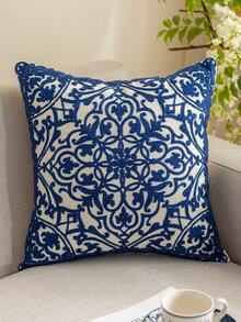 1pc Embroidered Pillow Case (Without Filling) - Navy Blue - View 8
