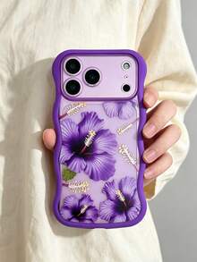 Floral Painted Skin-Feel Matte Purple Wavy Edge 2-In-1 Anti-Drop Full Coverage Phone Case Protective Cover Compatible With Ip 17/Ip 17pro/Ip 17promax/ IP16/11/16pro/16plus/16promax/16e/15Promax/13/14/12/XS/XR/7G/8P Phone Case Protective Cover - Multicolor - View 2