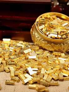 100/Pcs Realistic Mini Gold Bars, Perfect For Fun Crafts, Dollhouse Mini Model Making, Dollhouse Fairyland Diorama Decorations, And Other Scenes. Great For Prop Money Or Realistic Photo Props (Styles Selected Randomly) - Multicolor - View 10